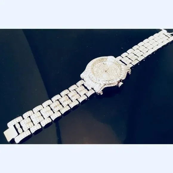 Men's White Gold Iced Out Diamond Luxury Watch NEW - Picture 4 of 4